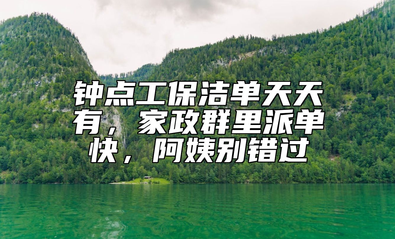 钟点工保洁单天天有，家政群里派单快，阿姨别错过