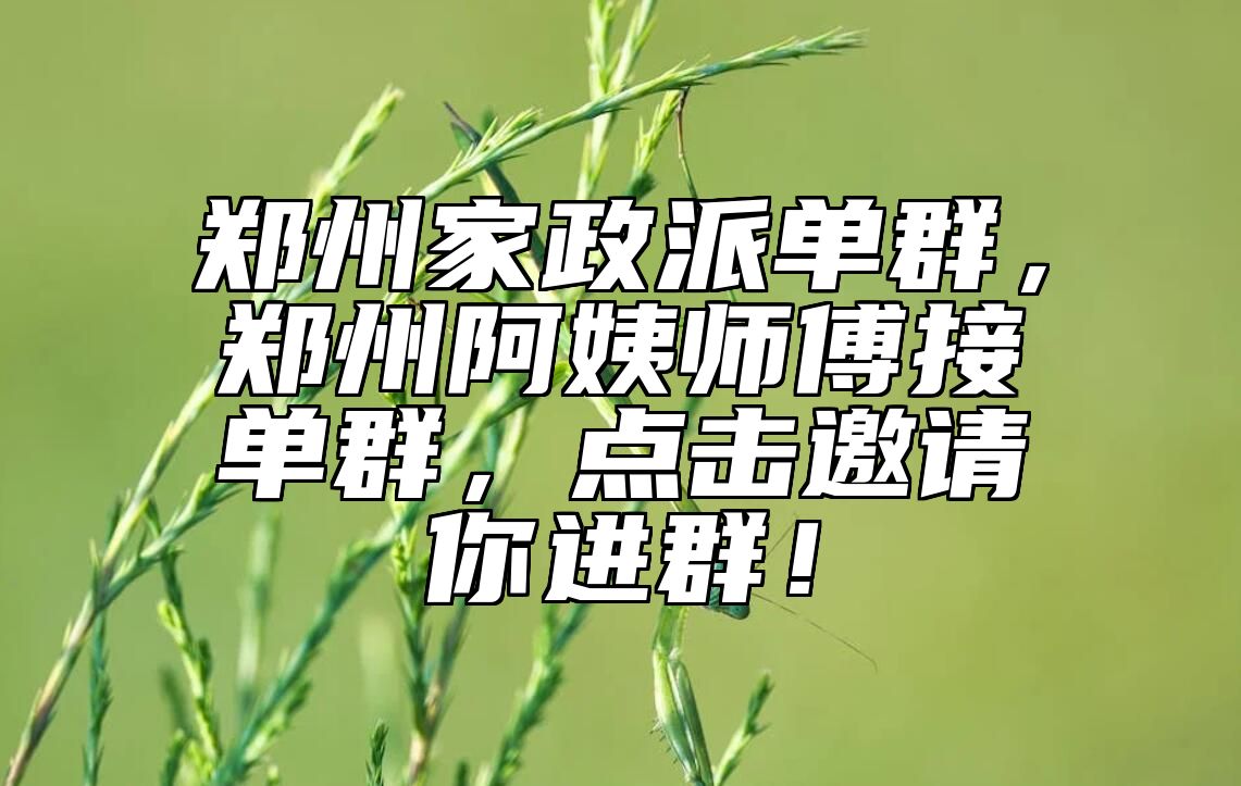 郑州家政派单群，郑州阿姨师傅接单群，点击邀请你进群！ 