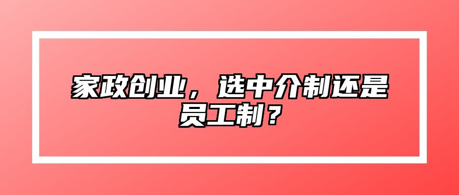 家政创业，选中介制还是员工制？