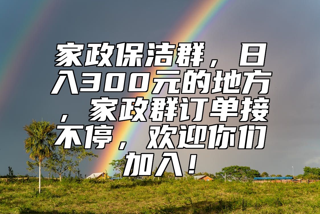 家政保洁群，日入300元的地方，家政群订单接不停，欢迎你们加入！