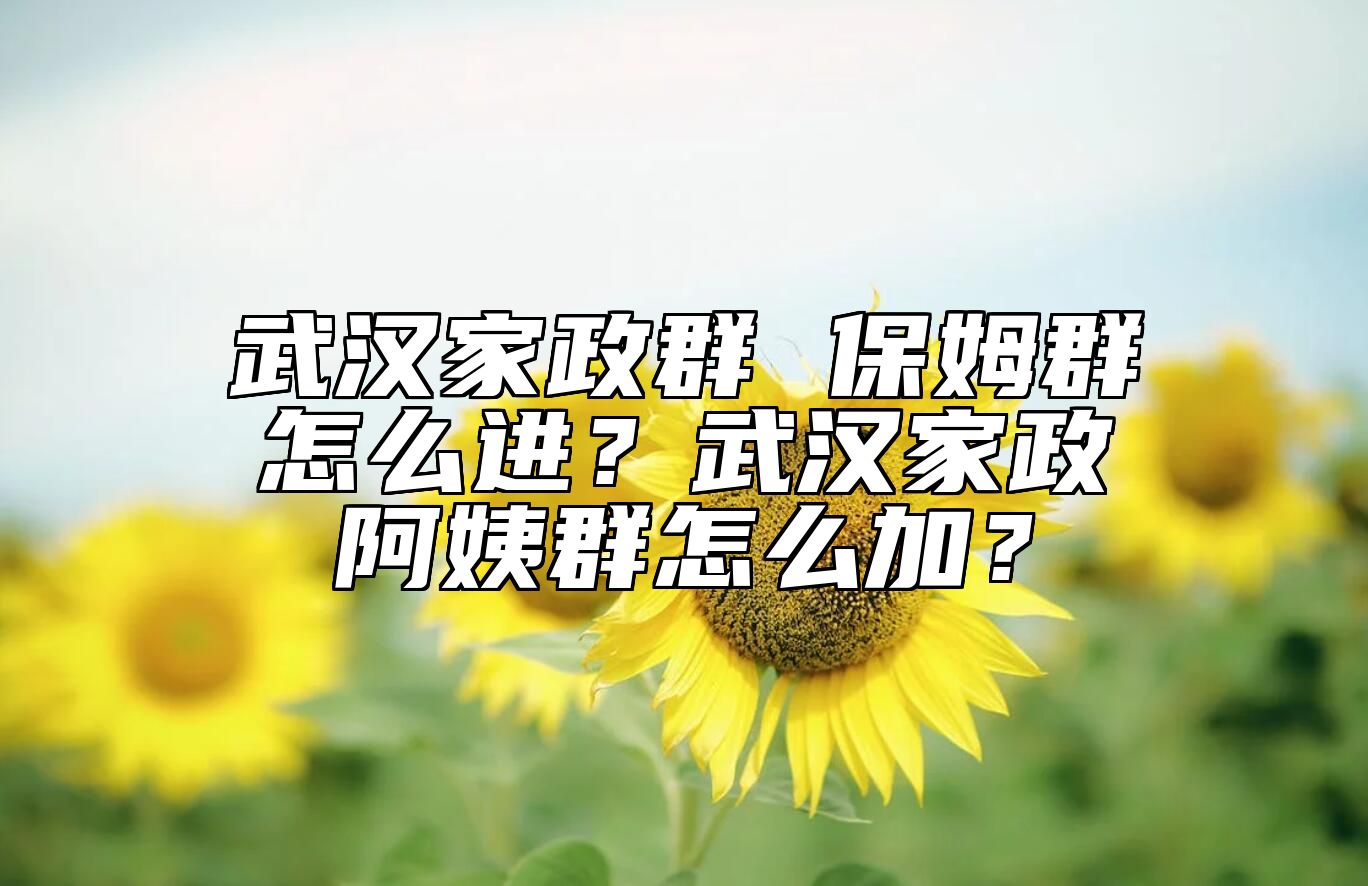 武汉家政群 保姆群怎么进？武汉家政阿姨群怎么加？ 