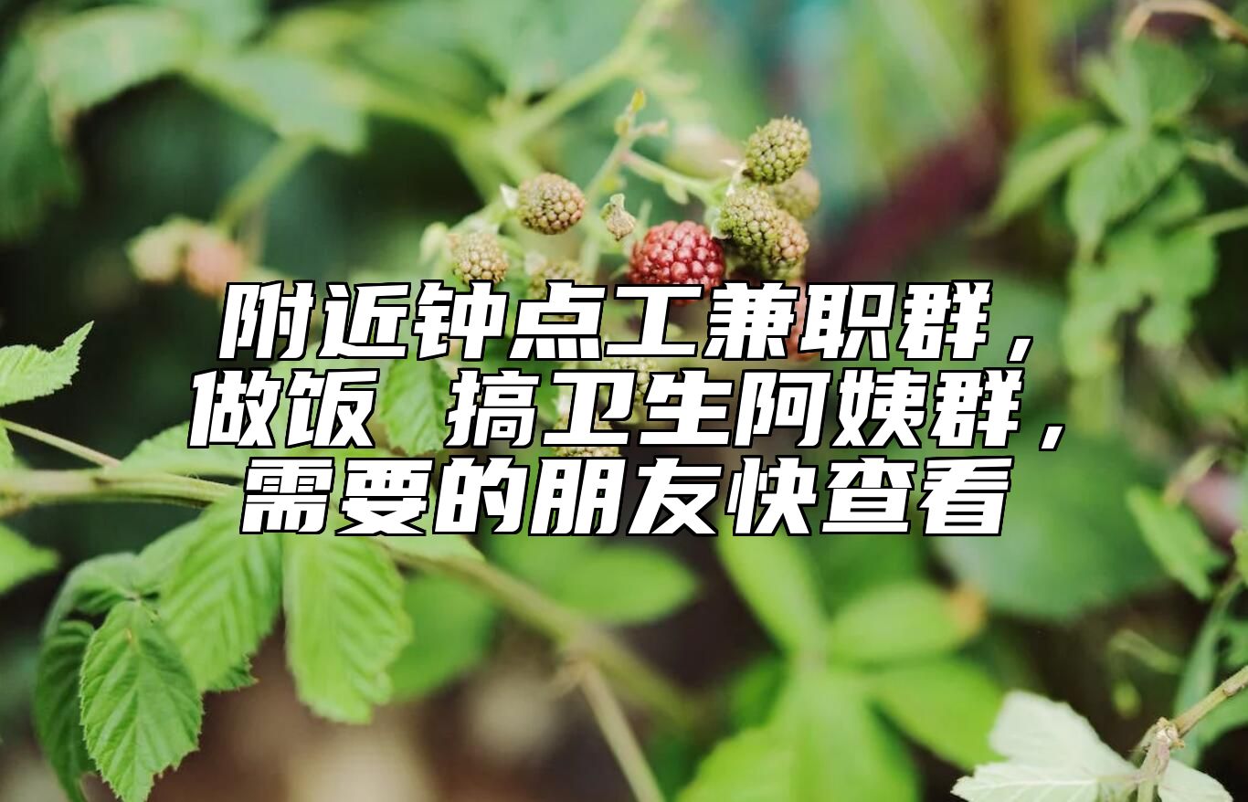 附近钟点工兼职群，做饭 搞卫生阿姨群，需要的朋友快查看