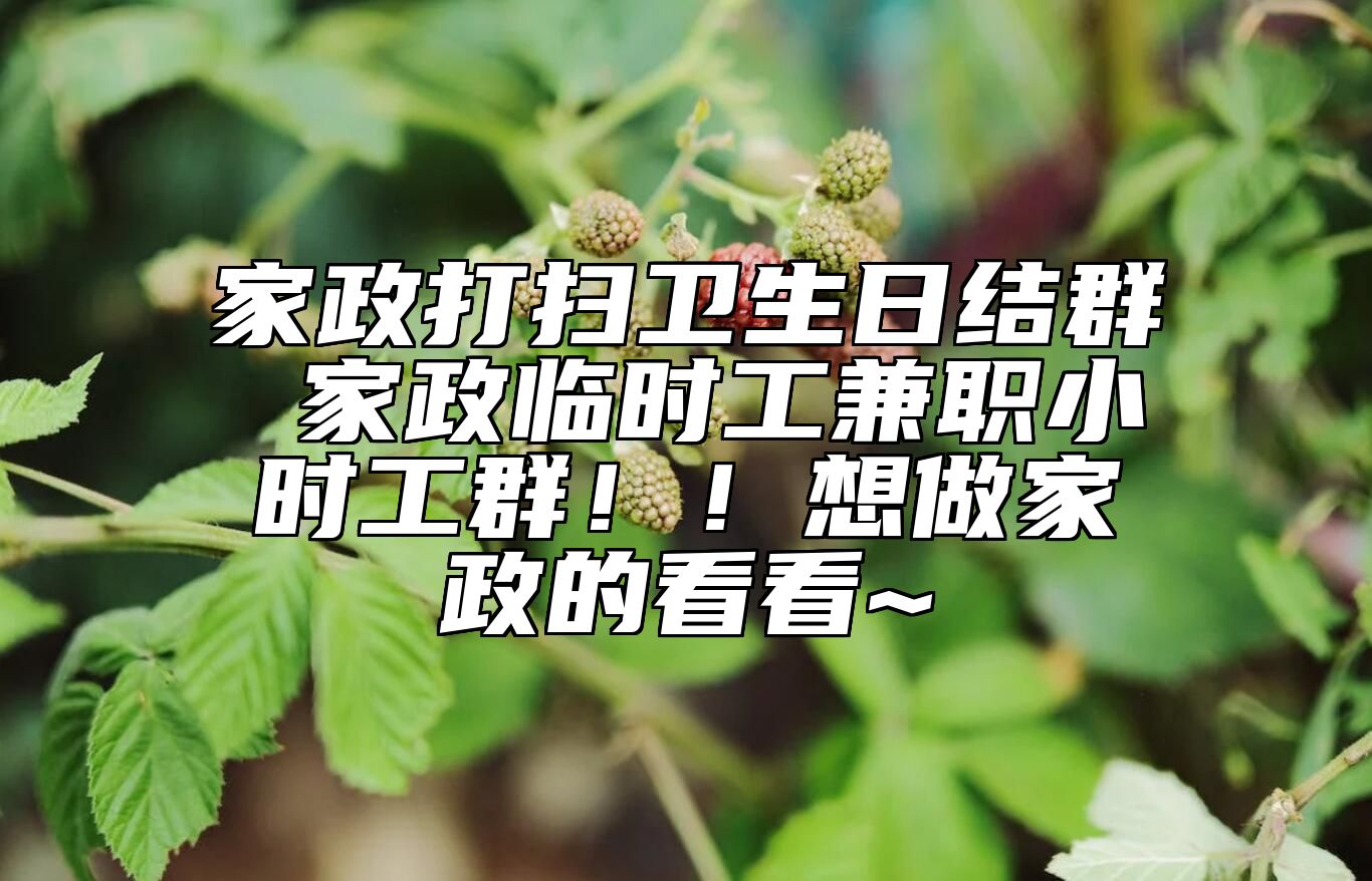 家政打扫卫生日结群 家政临时工兼职小时工群！！想做家政的看看~