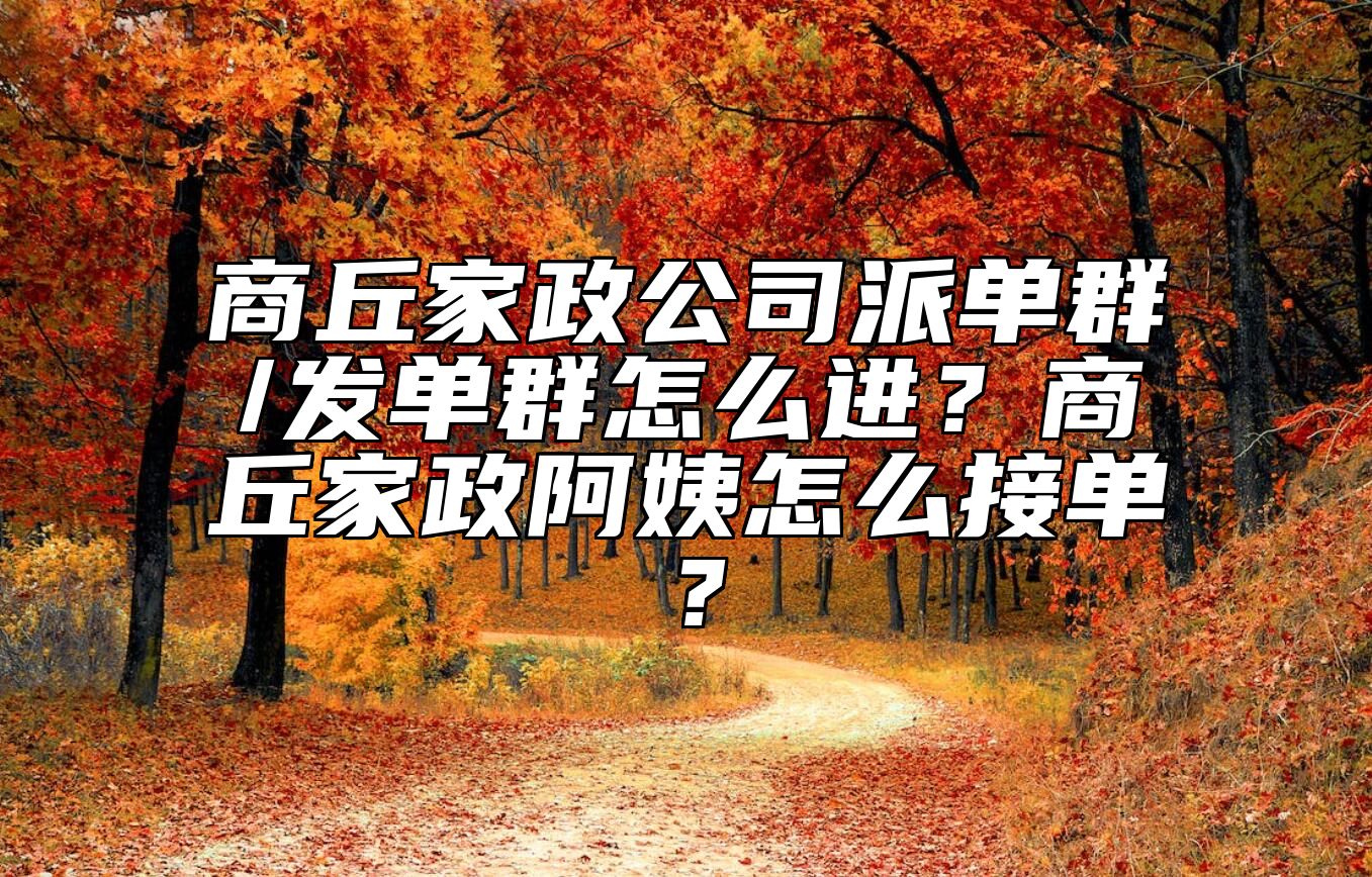 商丘家政公司派单群/发单群怎么进？商丘家政阿姨怎么接单？