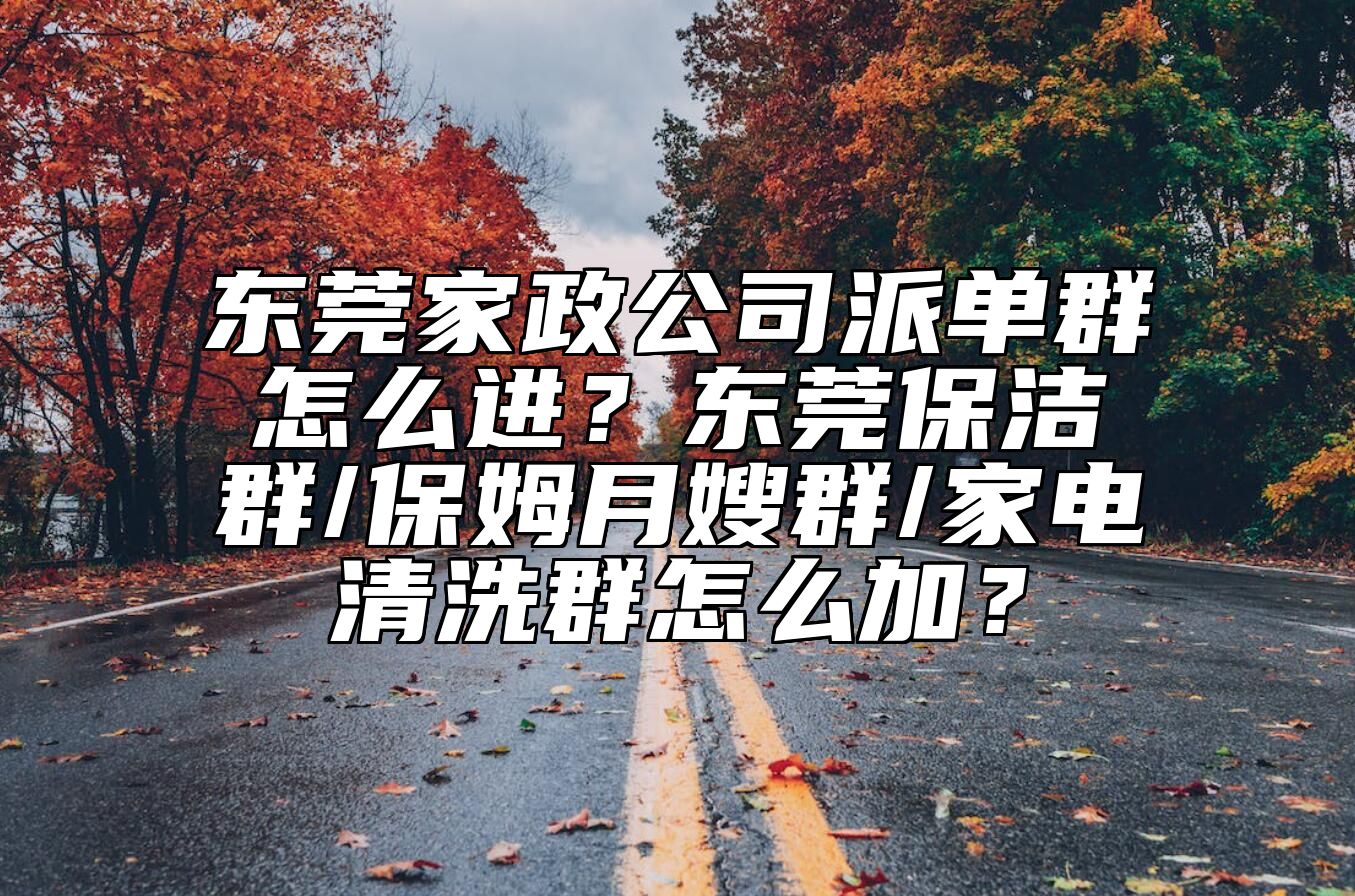 东莞家政公司派单群怎么进？东莞保洁群/保姆月嫂群/家电清洗群怎么加？