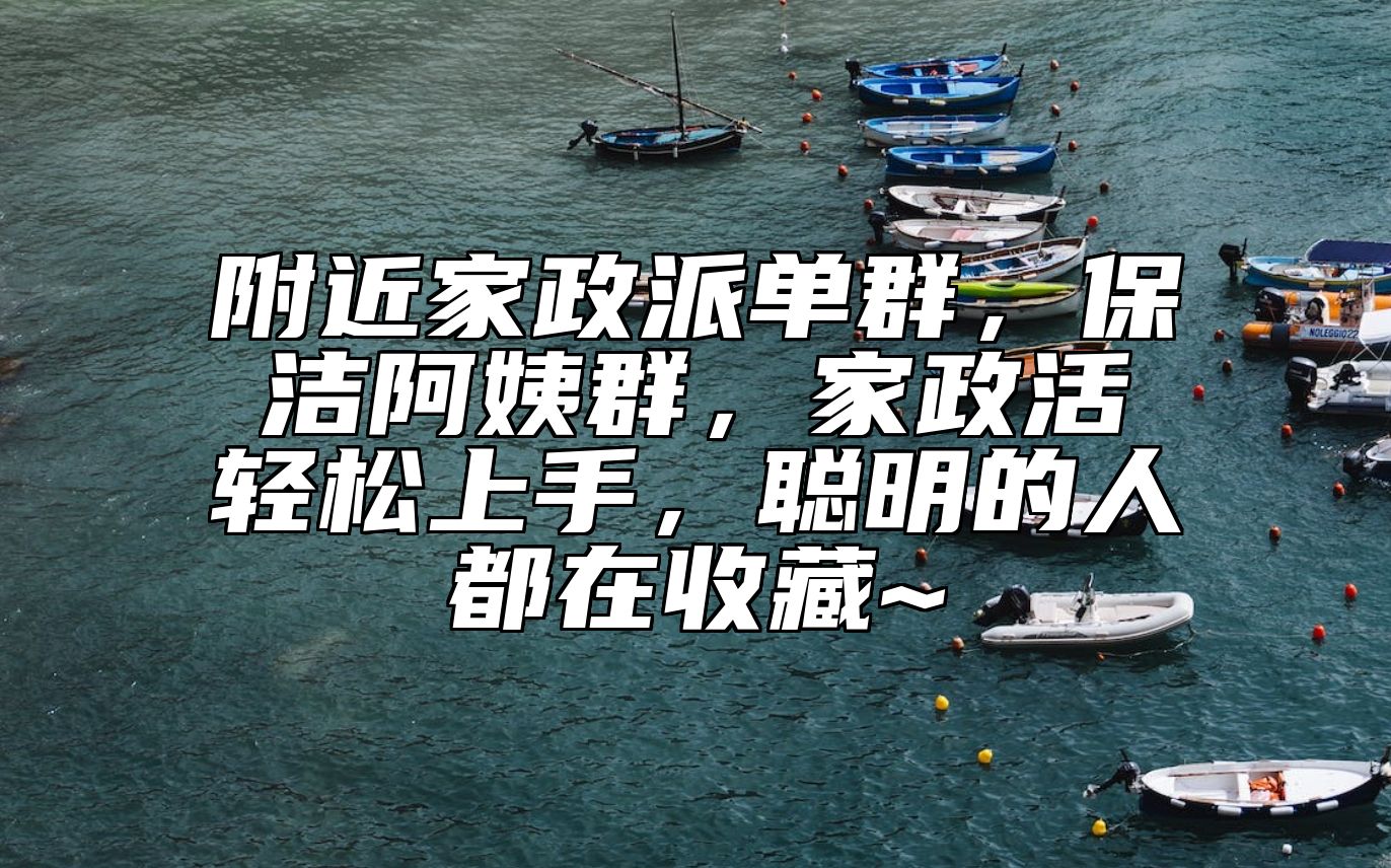 附近家政派单群，保洁阿姨群，家政活轻松上手，聪明的人都在收藏~