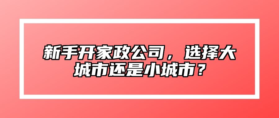 新手开家政公司，选择大城市还是小城市？