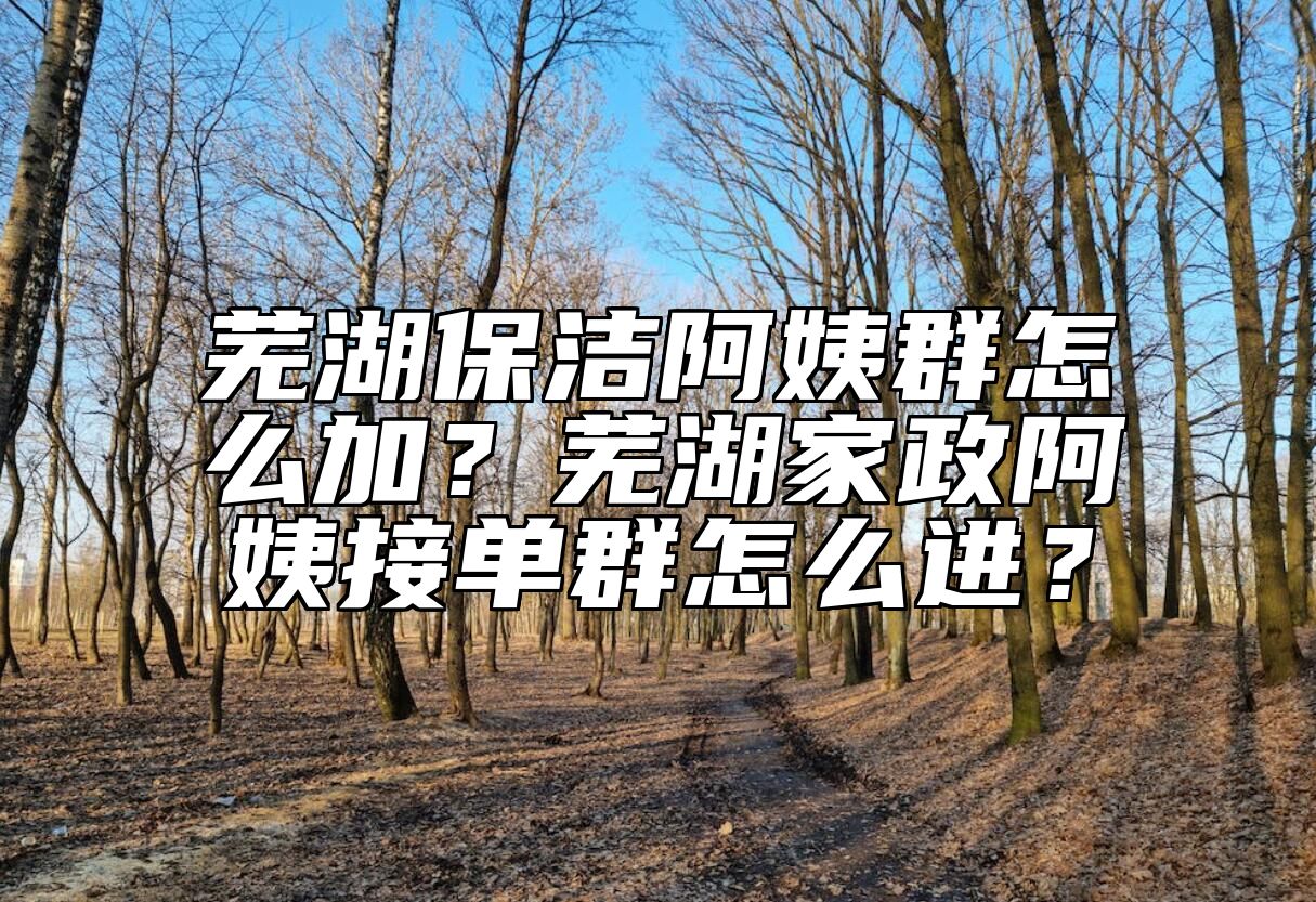 芜湖保洁阿姨群怎么加？芜湖家政阿姨接单群怎么进？