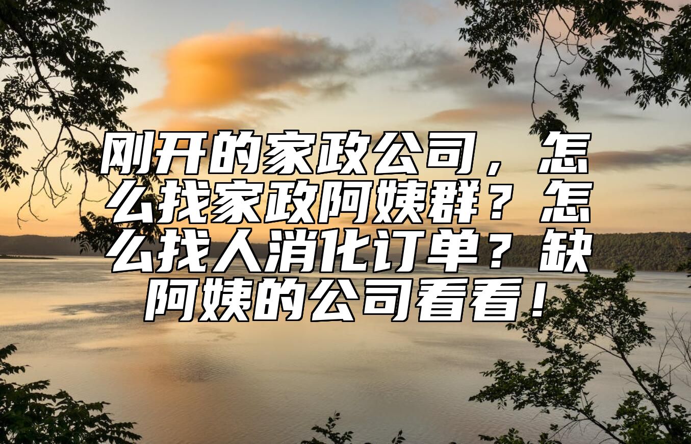 刚开的家政公司，怎么找家政阿姨群？怎么找人消化订单？缺阿姨的公司看看！