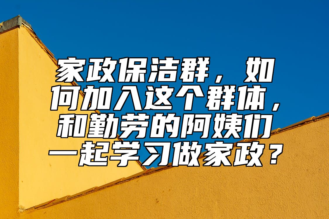 家政保洁群，如何加入这个群体，和勤劳的阿姨们一起学习做家政？