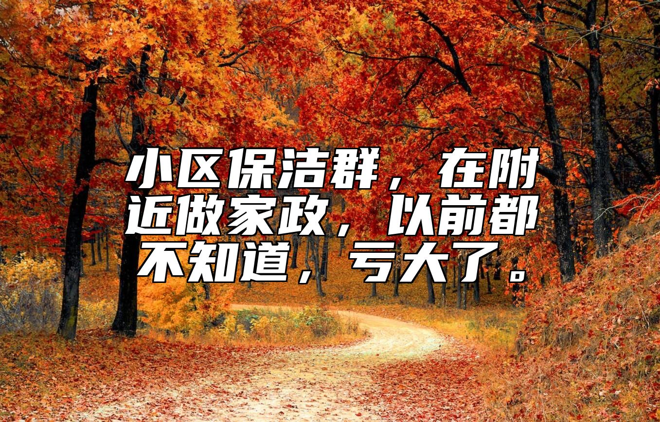 小区保洁群，在附近做家政，以前都不知道，亏大了。