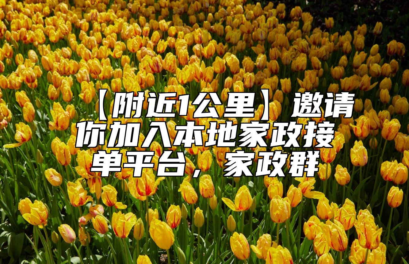 【附近1公里】邀请你加入本地家政接单平台，家政群