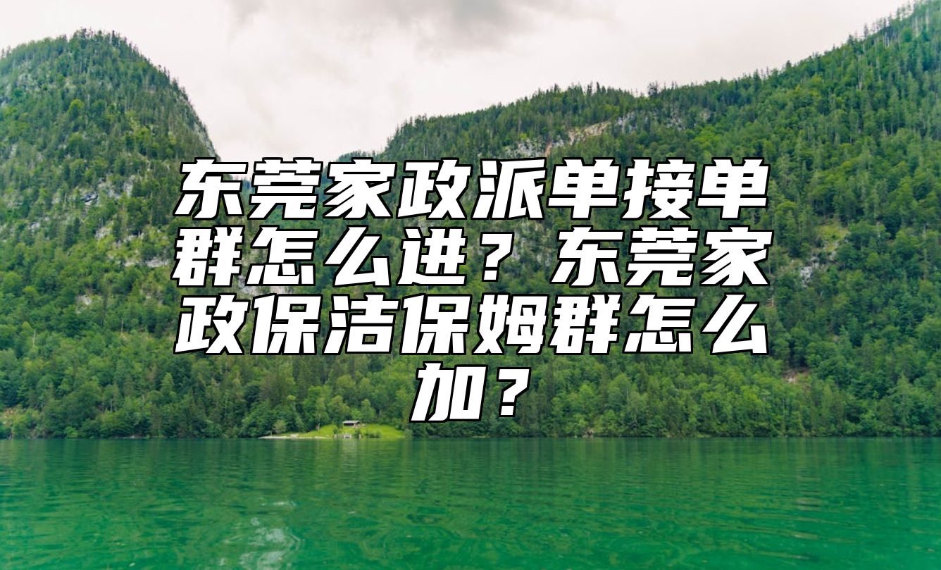 东莞家政派单接单群怎么进？东莞家政保洁保姆群怎么加？