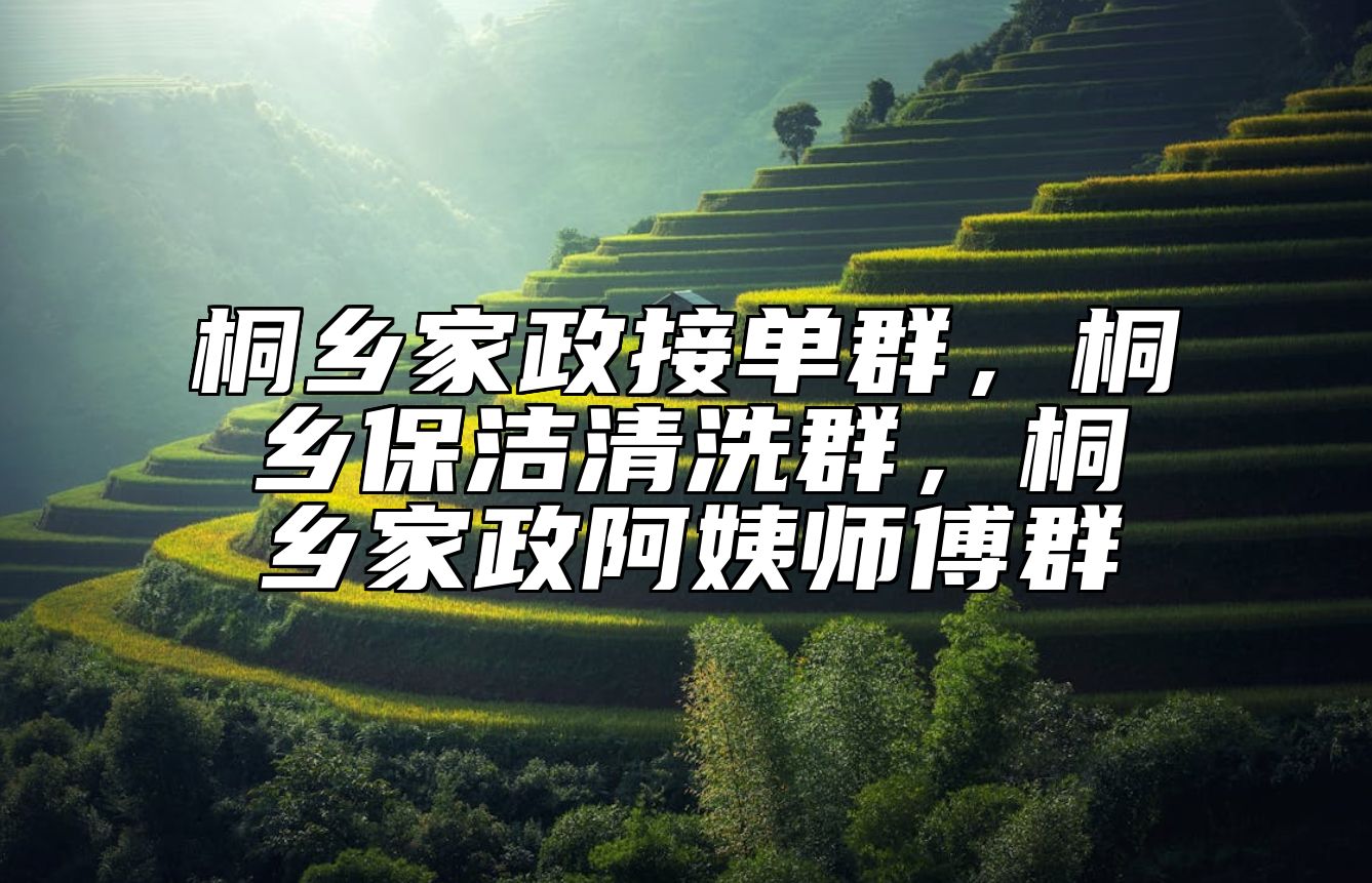 桐乡家政接单群，桐乡保洁清洗群，桐乡家政阿姨师傅群