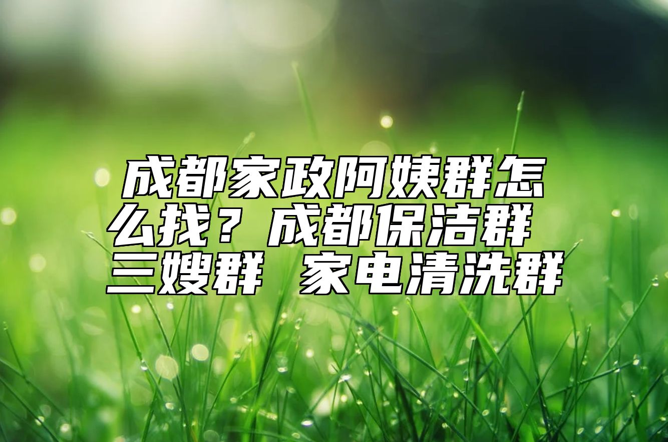 成都家政阿姨群怎么找？成都保洁群 三嫂群 家电清洗群