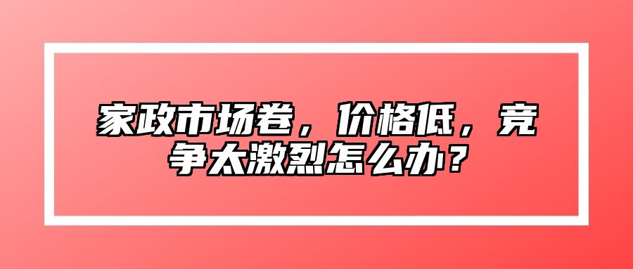 家政市场卷，价格低，竞争太激烈怎么办？