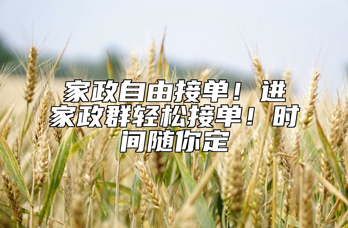 家政自由接单！进家政群轻松接单！时间随你定
