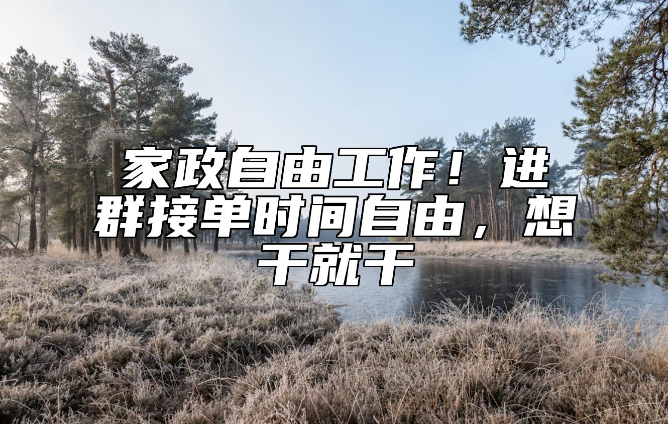 家政自由工作！进群接单时间自由，想干就干