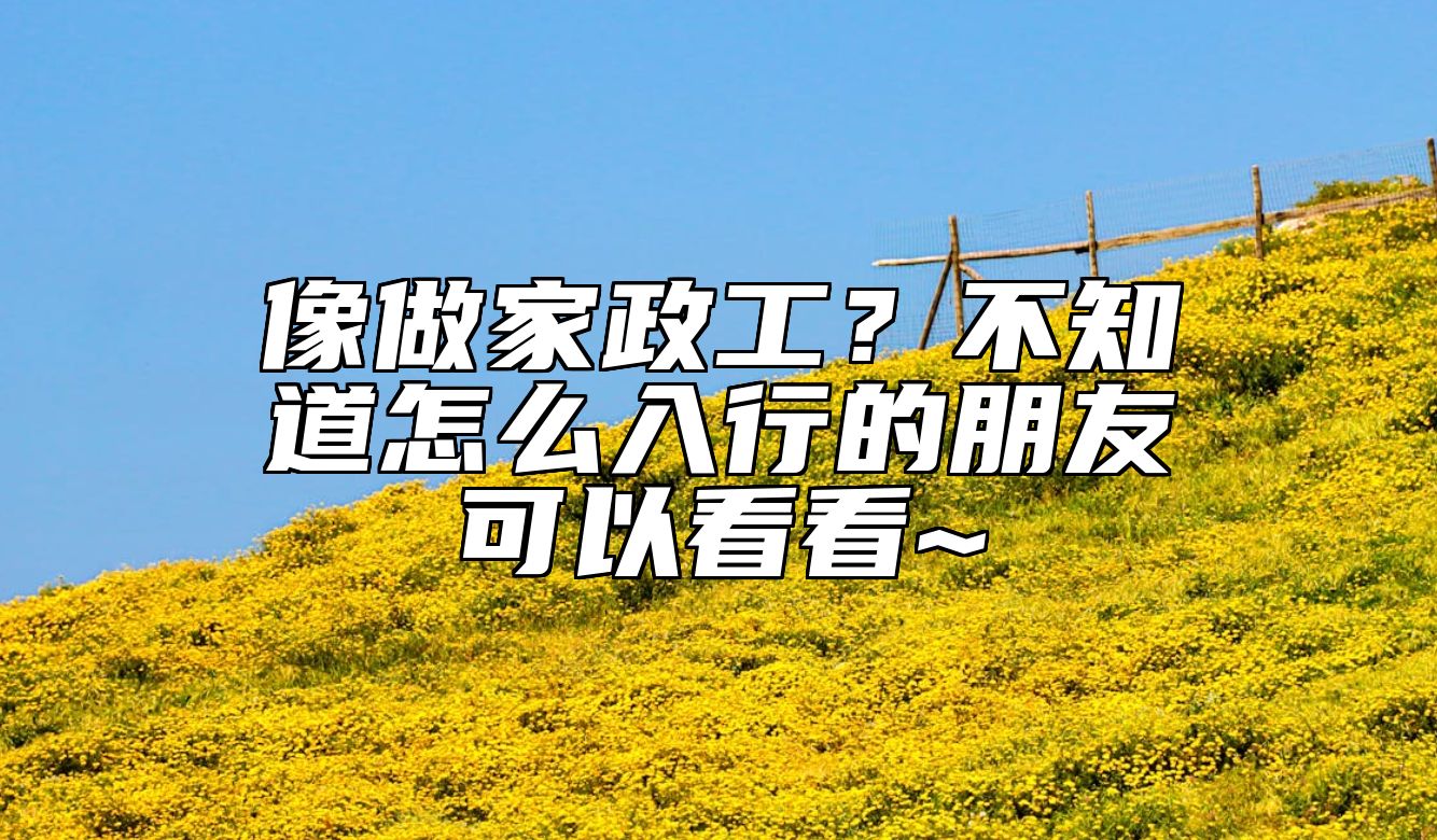 像做家政工？不知道怎么入行的朋友可以看看~