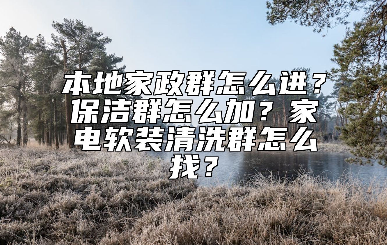 本地家政群怎么进？保洁群怎么加？家电软装清洗群怎么找？