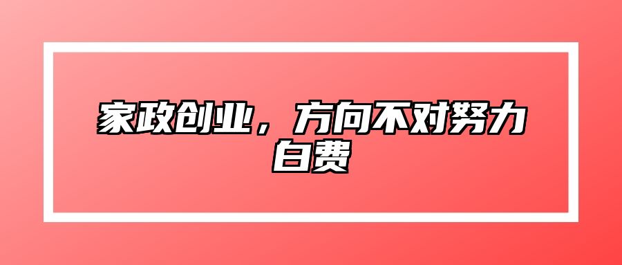 家政创业，方向不对努力白费