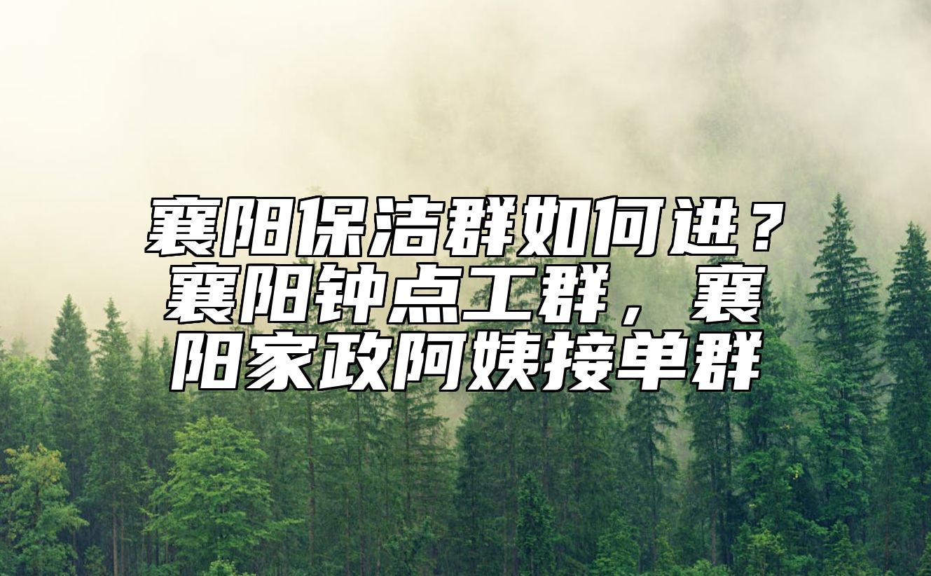 襄阳保洁群如何进？襄阳钟点工群，襄阳家政阿姨接单群 