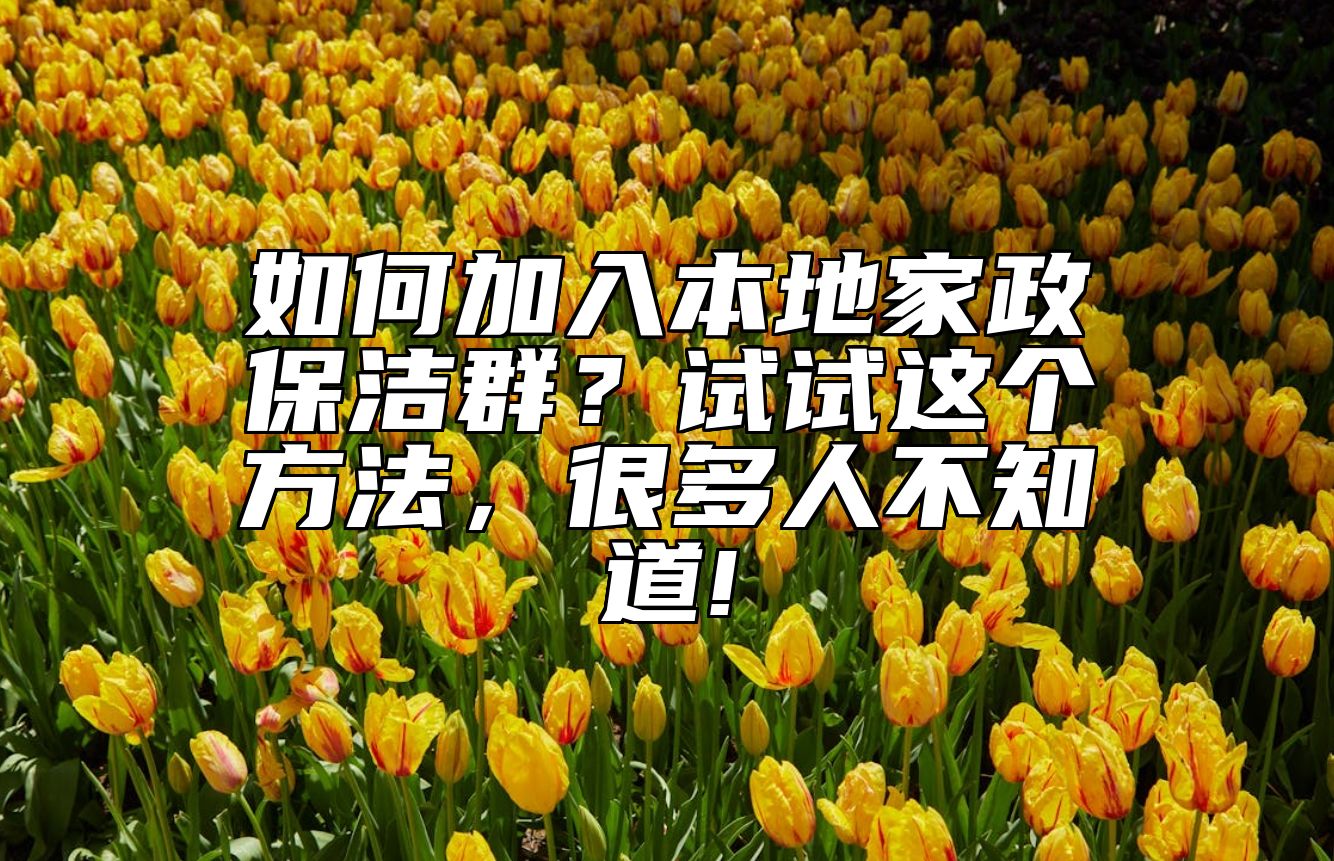 如何加入本地家政保洁群？试试这个方法，很多人不知道!