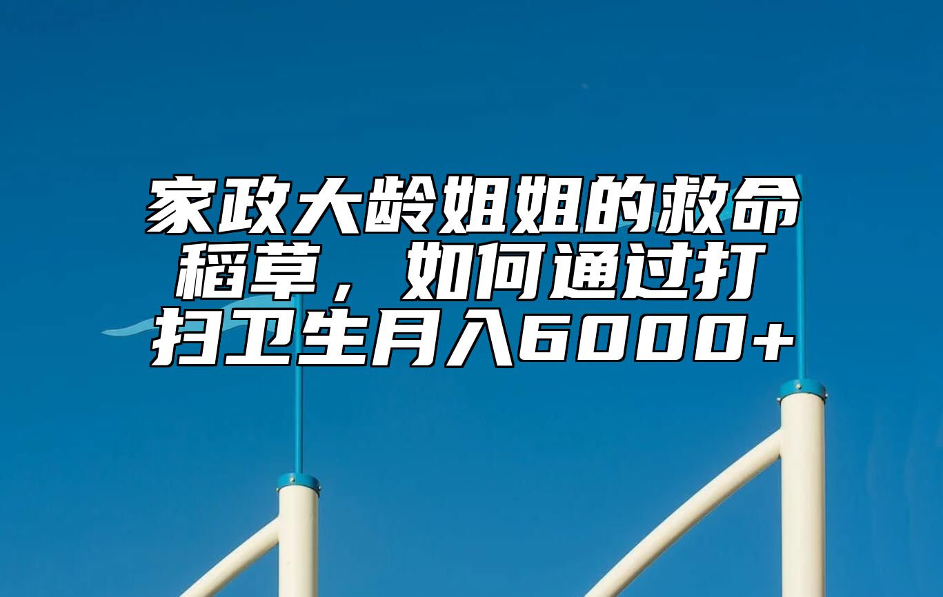 家政大龄姐姐的救命稻草，如何通过打扫卫生月入6000+   ​ 