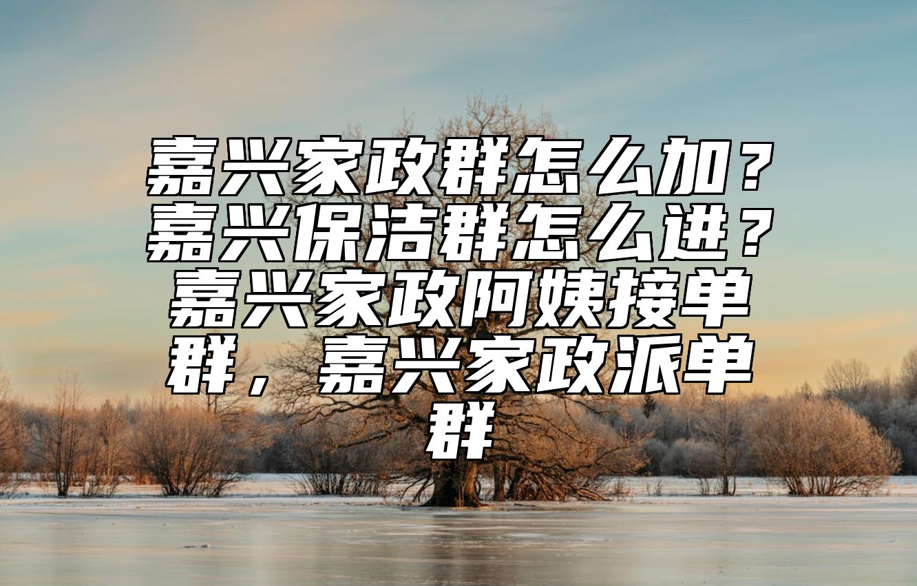 嘉兴家政群怎么加？嘉兴保洁群怎么进？嘉兴家政阿姨接单群，嘉兴家政派单群 