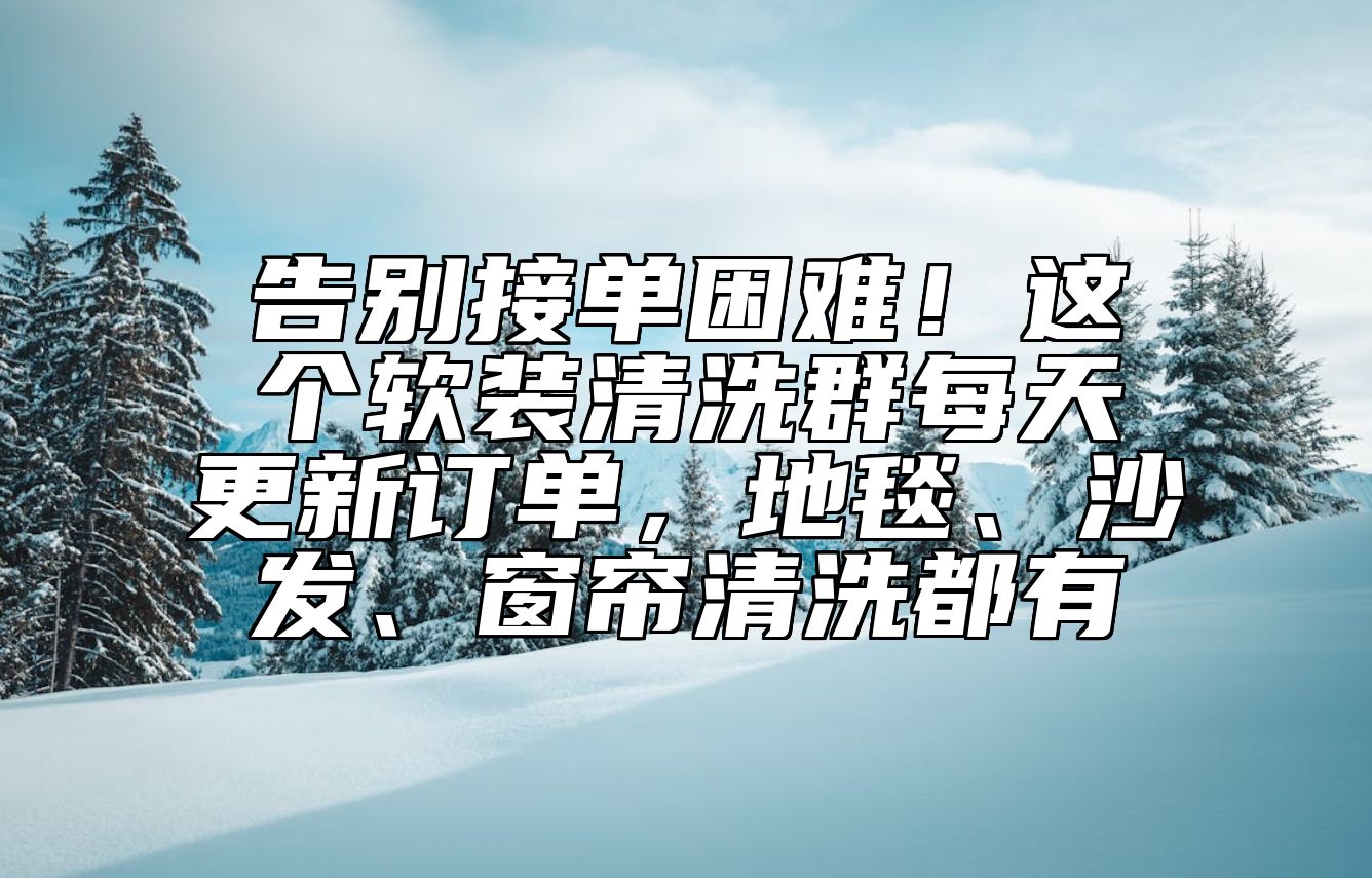 告别接单困难！这个软装清洗群每天更新订单，地毯、沙发、窗帘清洗都有