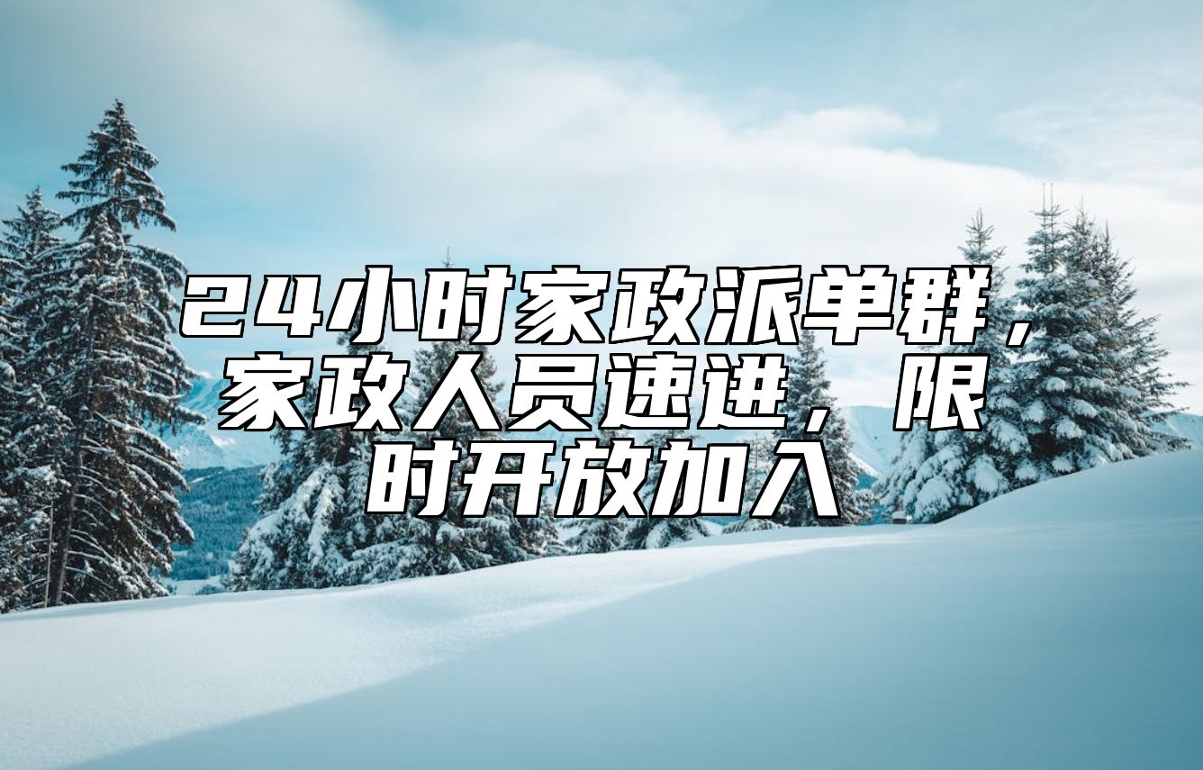 24小时家政派单群，家政人员速进，限时开放加入