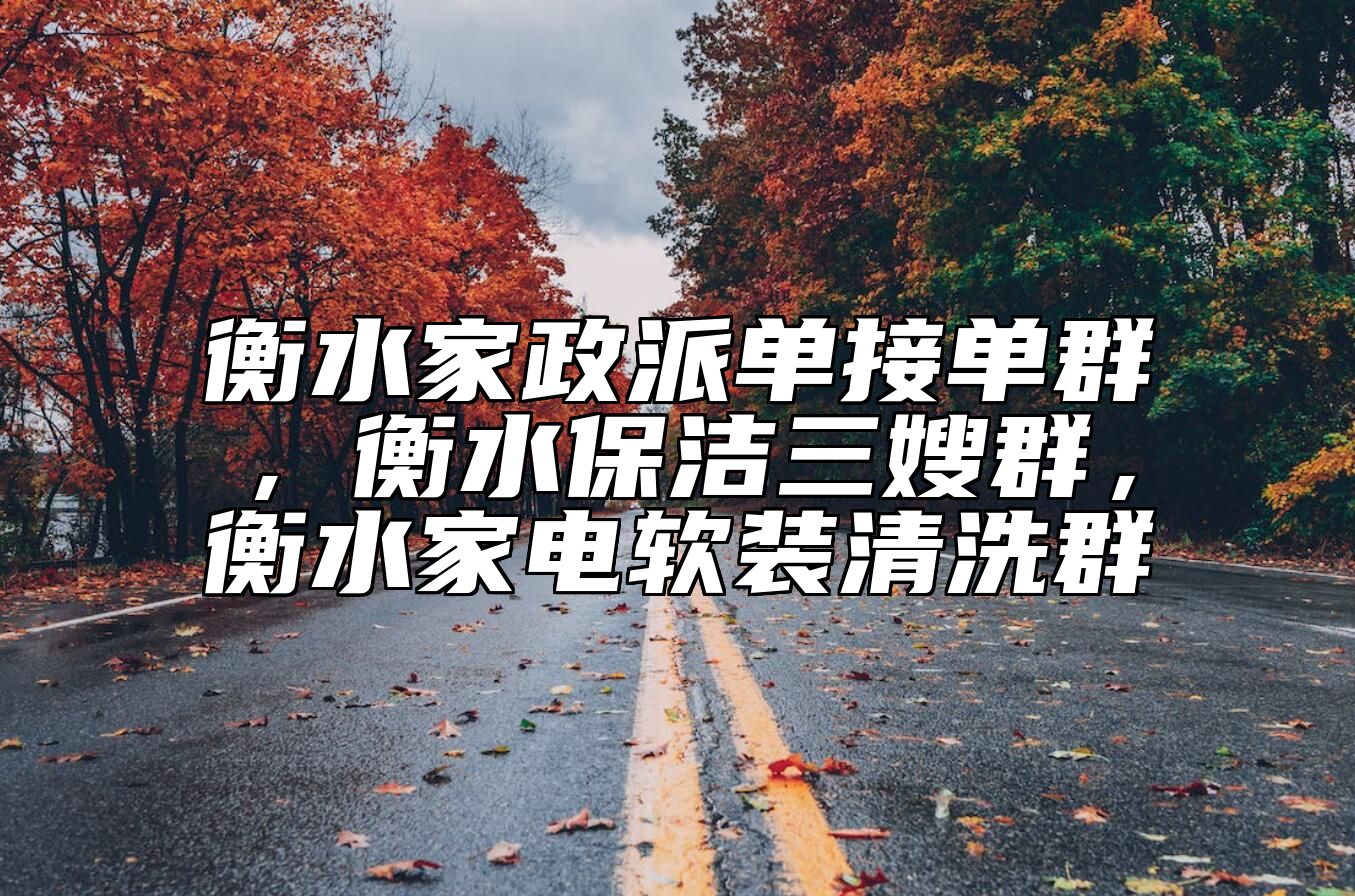 衡水家政派单接单群，衡水保洁三嫂群，衡水家电软装清洗群