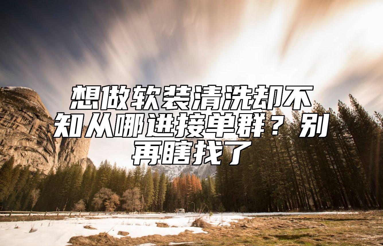 想做软装清洗却不知从哪进接单群？别再瞎找了