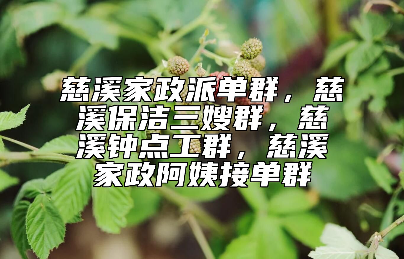 慈溪家政派单群，慈溪保洁三嫂群，慈溪钟点工群，慈溪家政阿姨接单群